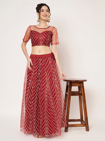 Net Gota Embroidered Kaildaar Skirt