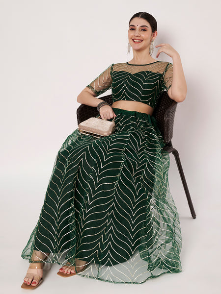 Net Gota Embroidered Kaildaar Skirt