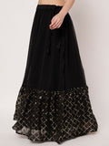 Georgette Embroidered Tiered Skirt