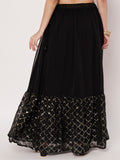 Georgette Embroidered Tiered Skirt