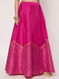 Dupion Block Printed Half And Half Kalidaar Skirt