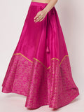 Dupion Block Printed Half And Half Kalidaar Skirt