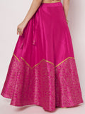 Dupion Block Printed Half And Half Kalidaar Skirt