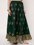 Dupion Block Printed Ruffle Bias Skirt