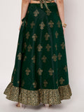 Dupion Block Printed Ruffle Bias Skirt