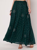 Silk Blend Embellished Bias Skirt