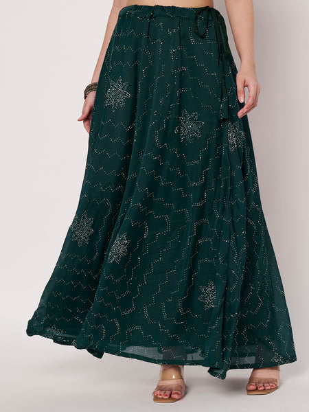 Silk Blend Embellished Bias Skirt