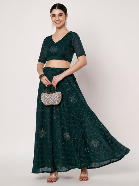 Silk Blend Embellished Bias Skirt