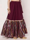 Georgette Embroidered Tiered Skirt