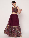 Georgette Embroidered Tiered Skirt