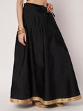 Silk Blend Solid Embellished Bias Skirt