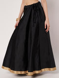 Silk Blend Solid Embellished Bias Skirt