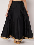 Silk Blend Solid Embellished Bias Skirt