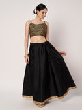 Silk Blend Solid Embellished Bias Skirt
