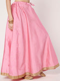Silk Blend Solid Embellished Bias Skirt