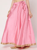 Silk Blend Solid Embellished Bias Skirt