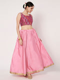 Silk Blend Solid Embellished Bias Skirt