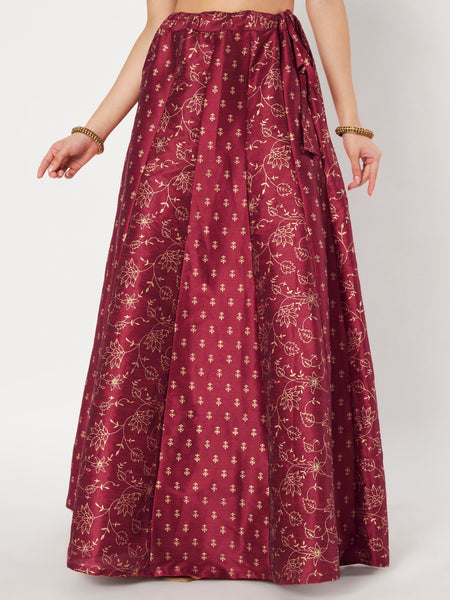 Dupion Block Printed Kalidaar Skirt