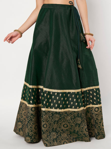 Dupion Block Printed Border Bias Skirt