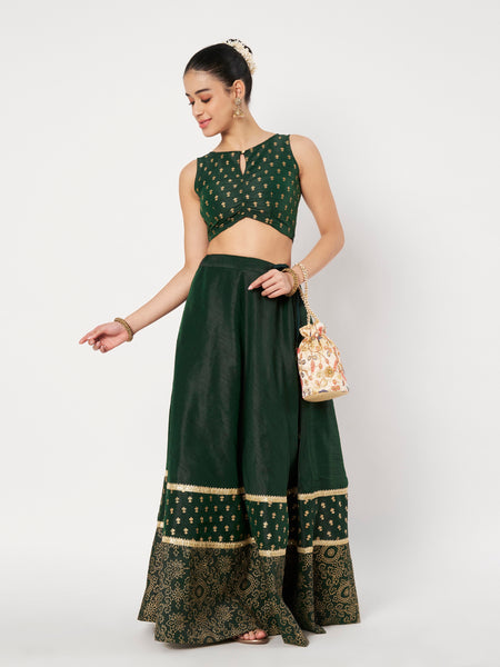 Dupion Block Printed Border Bias Skirt