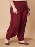 Maroon cowl salwar pants with soft and flowy viscose fabric
