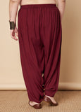 Maroon cowl salwar pants with soft and flowy viscose fabric