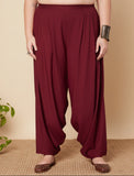 Maroon cowl salwar pants with soft and flowy viscose fabric