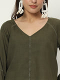 Cotton Embroidered V-neck Top
