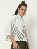 Cotton Block Printed Loose Fit Shirt