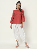 Cotton Puff Sleeves Solid Top