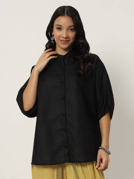 Cotton Oversized Loose Fit Solid Shirt