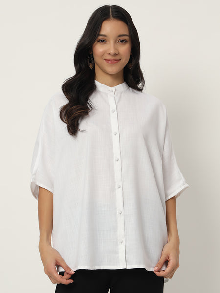 Cotton Oversized Loose Fit Solid Shirt