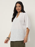 Cotton Slub Loose Fit Solid Top