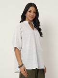 Cotton Slub Loose Fit Solid Top