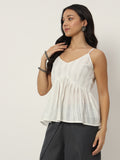 Cotton Lurex Dobby Peplum Top