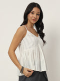 Cotton Lurex Dobby Peplum Top