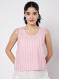Cotton Sequins Striped Top