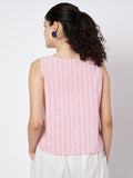 Cotton Sequins Striped Top