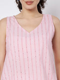 Cotton Sequins Striped Top