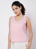 Cotton Sequins Striped Top