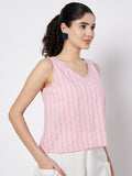 Cotton Sequins Striped Top