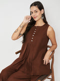 Cotton Pleated Button Top