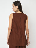 Cotton Pleated Button Top
