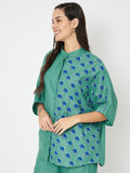 Cotton Block Printed Oversized Shirt