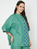 Cotton Block Printed Oversized Shirt