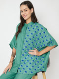Cotton Block Printed Oversized Shirt