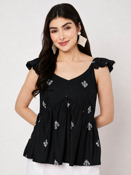 Viscose Hand Block Prinited Peplum Top