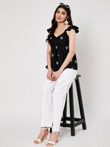 Viscose Hand Block Prinited Peplum Top