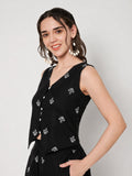 Cotton Block Printed Button Down Waistcoat