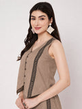 Cotton Block Printed Button Down Waistcoat